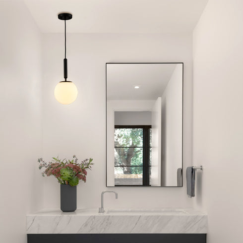 Modern Globe Pendant Lighting for Kitchen Island Black 8 Inch